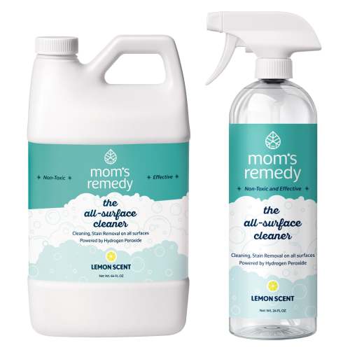 MomRemedy Hydrogen Peroxide Based Cleaner & Stain Remover, Lemon, 24 fl oz + 64 fl oz Refill