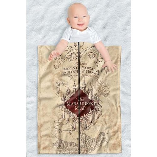 Harry Potter Lightweight Baby Blanket, 30"X40", Folded Map Unisex for Infants Girls & Boys