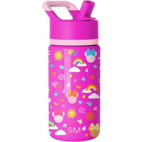 Simple Modern Kids Summit Water Bottle with Straw Lid | Disney Minnie Mouse 14oz Stainless Steel Cup Insulated Tumbler for Girls, School | Minnie Doodle