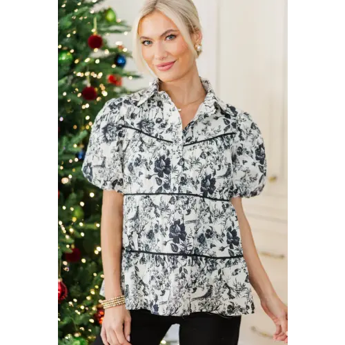 NURSING COLLECTION: Giving Your All Ivy Black Toile Blouse