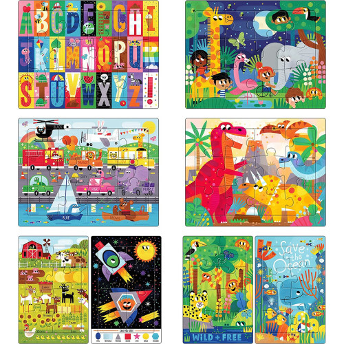 Little Buffalo - 8 Pack Tray Puzzles for Kids Ages 4+