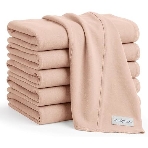 Comfy Cubs Baby Burp Cloths Set (Pack of 6) - Large, 6-Layer, Ultra Absorbent 100% Cotton for Infant Spit-Up, Drool, and Messes - Soft, Gentle, Thoughtful New Born Baby Gifts, Blush