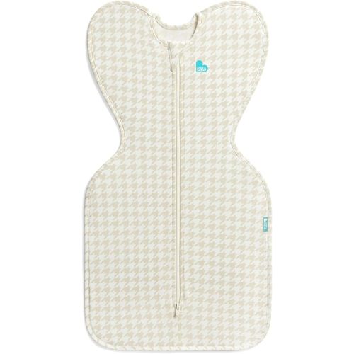 Love to Dream Swaddle UP, Sleep Sack 0-3 Months, Self-Soothing, Improves Sleep, Snug Fit Helps Calm Startle Reflex, Baby Essentials Must Haves Newborn, 1.0 TOG, 8-13 lbs, Tan Houndstooth