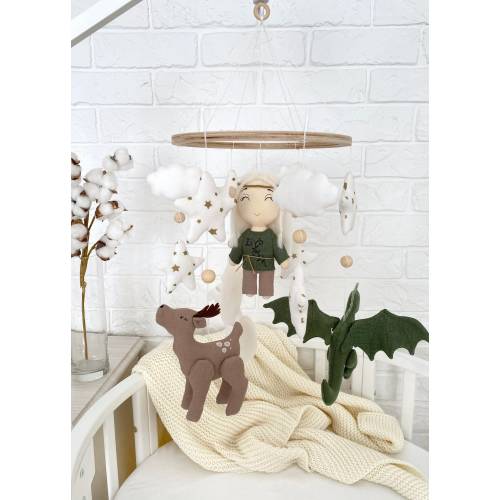 Elf Baby Mobile for Expecting LOTR Fan, Baby Shower Gift, Elven Crib Mobile with Dragon, Whimsical Nursery Decor for Fantasy Lovers