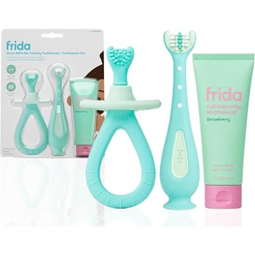 Frida Grow-with-Me Training Toothbrush + Toothpaste Set, 6+ Months