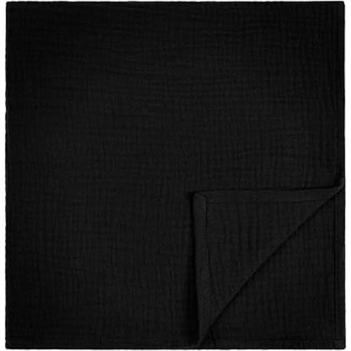 Meracorallo Muslin Swaddle Blanket, 100% Cotton Receiving Blanket Soft and Breathable Swaddle Wrap for Baby Boys and Girls, Black