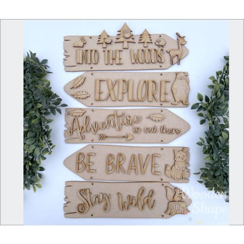 Blank Craft Kit Laser Cut Wooden MDF Direction Sign Theme Room Door Sign Woodland Theme Room Sign