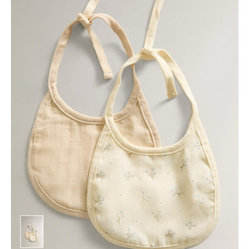 BABY BIB WITH MINI FLOWER PRINT (SET OF 2)