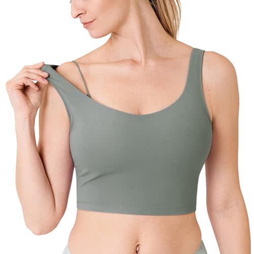 MOMANDA Women's Nursing Bras Longline Sports Breastfeeding V Neck Sleeveless Crop Tank Top with Built in Bra