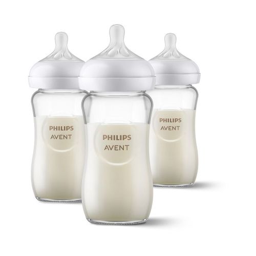 Philips Avent 8-oz. Natural Glass Anti-Colic Infant Baby Bottle With Natural Response Nipple 3-Pack