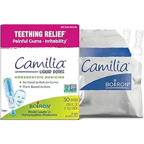 Boiron Camilia Teething Drops for Daytime and Nighttime Relief of Painful or Swollen Gums and Irritability in Babies - 30 Count