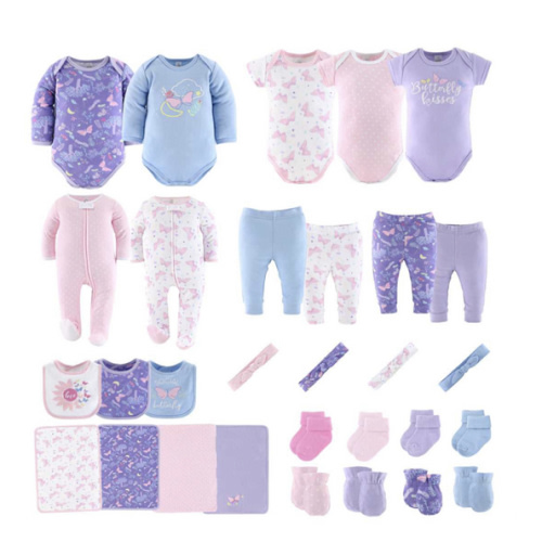 Purple Butterfly Baby Layette Clothing Gift Set, 30 Piece