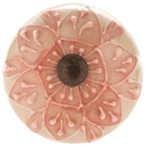 Light Pink Embossed Flower Knob