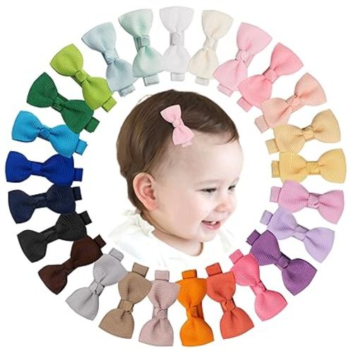 CÉLLOT Baby Girls Hair Clips 25PCS Fully Lined Tiny 2" Hair Bows Alligator Clips for Infants Toddlers