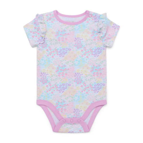 Garanimals Baby Girl Short Inset Ruffle Sleeve Printed Bodysuit, Sizes 0-24 Months