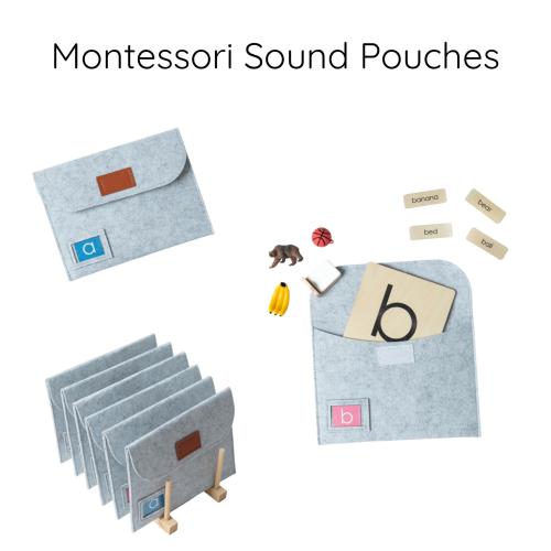 Montessori Sound Pouches with complete Phonics Language Set with 104 Objects
