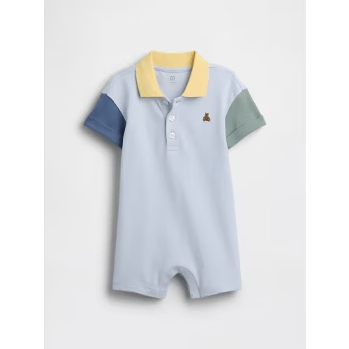 Baby Colorblock Pique Polo Shorty One-Piece