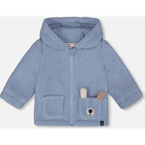 Plush Hooded Jacket, Light Blue