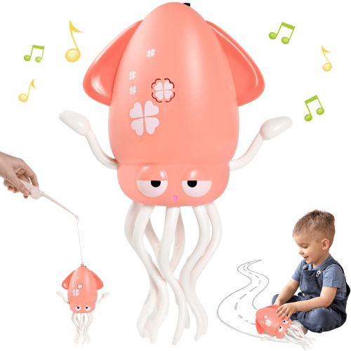 Lvelia Electric Crawling Octopus Toy, Tummy Time Dancing Squid, Crawling Octopu Baby Toy, USB Rechargeable(Pink)