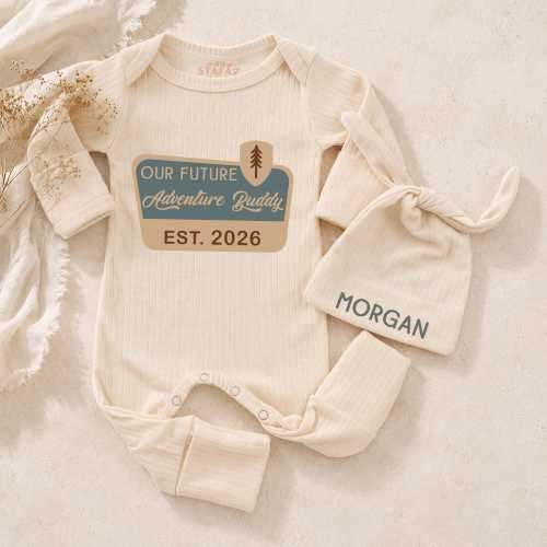 Personalized Our Future Adventure Buddy, National Park Bodysuit, Camping Pregnancy Announcement