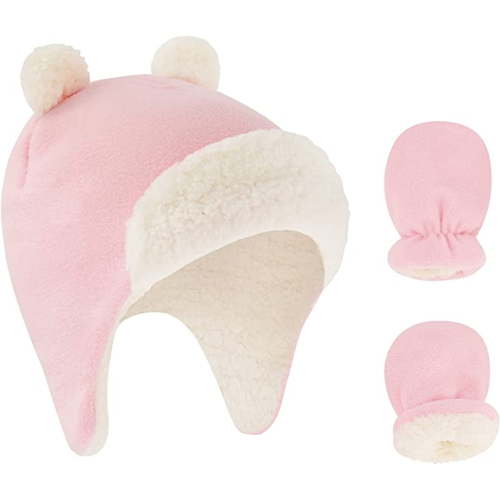 Infant Winter Beanie Set - Newborn to 24 Months Baby Boy and Girls Hat and Mittens