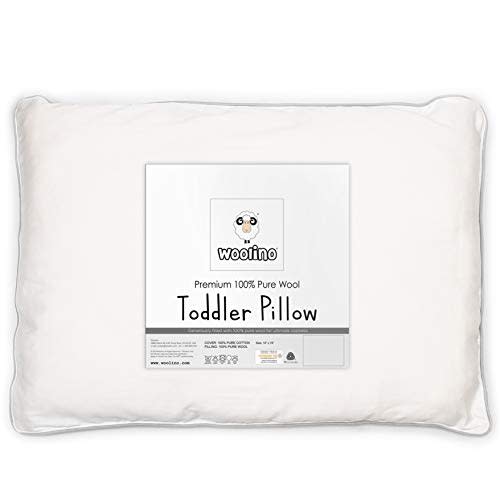 Woolino Toddler Pillow, Premium Breathable 100% Wool Fill & Cotton Cover Toddler Sleeping Pillow, Small Kids Travel Size, 14x19