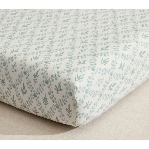 Chris Loves Julia Floral Trellis Organic Cotton Crib Fitted Sheet