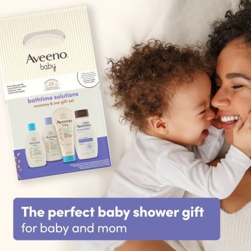 Aveeno Baby & Me Daily Bathtime Solutions Gift Set Includes Baby Wash, Shampoo,Calming Bath and Moisturizing Lotion - 4ct