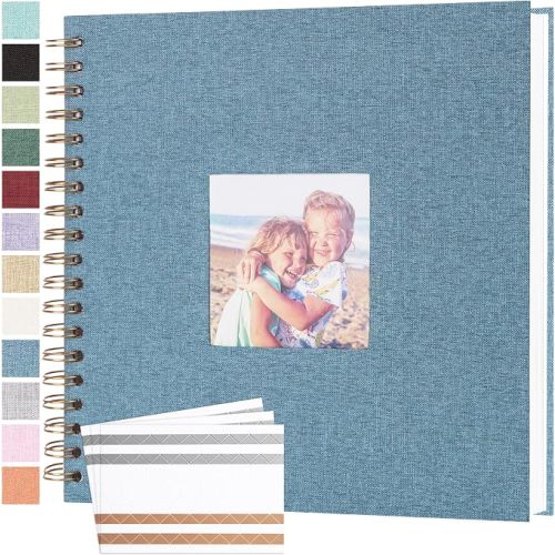 Scrapbook Photo Album Linen Cover 10x10 Inches 80 Pages Blue