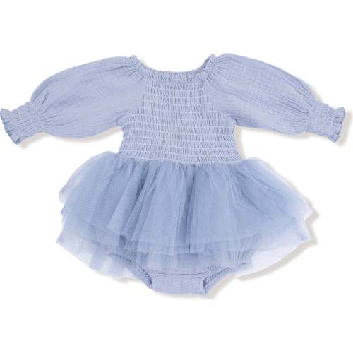 Long Sleeve Smocked Bubble with Tutu Solid, Muslin, Soft Chambray - Angel Dear Dresses | Maisonette