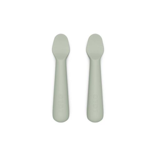 Lalo 2pk Silicone Baby Spoons - Sage