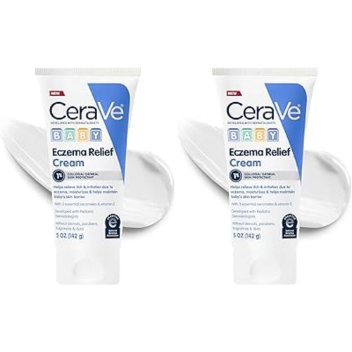 CeraVe Baby Eczema Relief Cream, 1% Colloidal Oatmeal Cream with Vitamin E & Ceramides, Soothes & Calms Itchy Skin, Developed with Pediatric Dermatologist, Fragrance Free, 5oz, (Pack of 2)