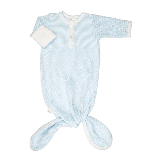 Paty Knit Knotted Placket Gown, Solid Color