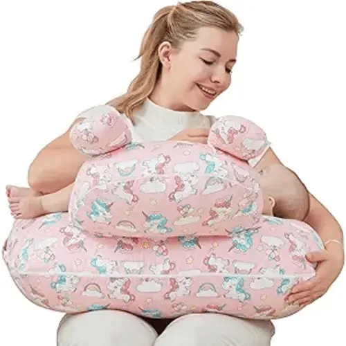 Nursing Pillow for Breastfeeding, Breast Feeding Pillow for Mom Support, Adjustable Waist Strap and Removable Cotton Cover, Unicorn