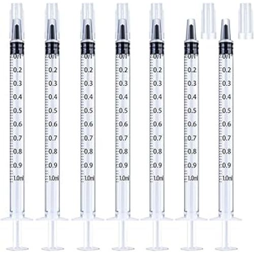 1ml Syringe Without Needle, 1ml Syringe for Liquids, Syringes for Scientific Labs, Measuring Liquids, Feeding Pets, 12 Pack Packaged