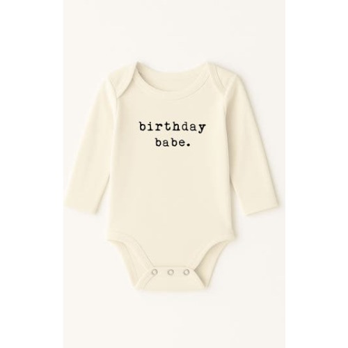 Birthday Babe - Organic Long Sleeve Baby Bodysuit, 12-18M
