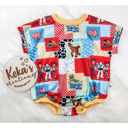 Patchwork Toys movie inspired romper; bubble romper