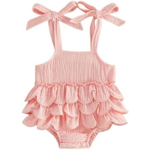 BeQeuewll Baby Girl 4th of July Outfit Newborn Infant Romper Dress Flag Print Sleeveless Tie Up Tutu Bodysuit Cute Outfits