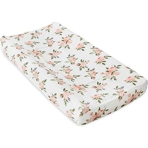 Little Unicorn Premium Changing Pad Cover | Extra Soft & Breathable Muslin Fabric (Watercolor Roses)