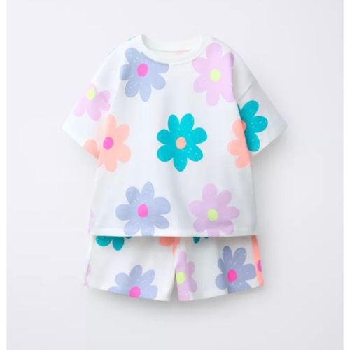 FLORAL T-SHIRT AND BERMUDA SET SET - Light ecru | ZARA United States