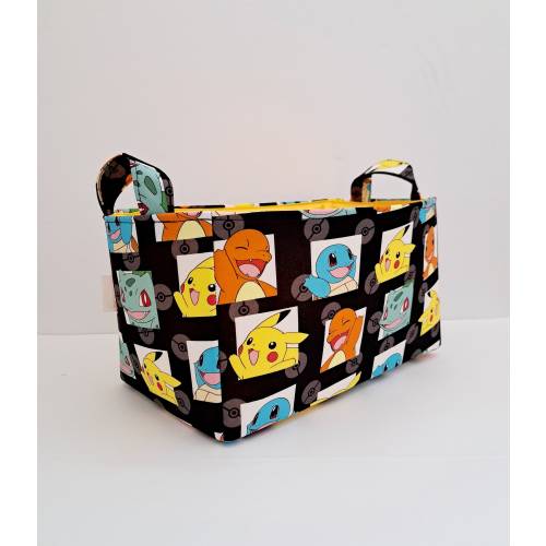 Pokeymon Fabric bin, Storage basket, Pikahchu organizer caddy, Toy container