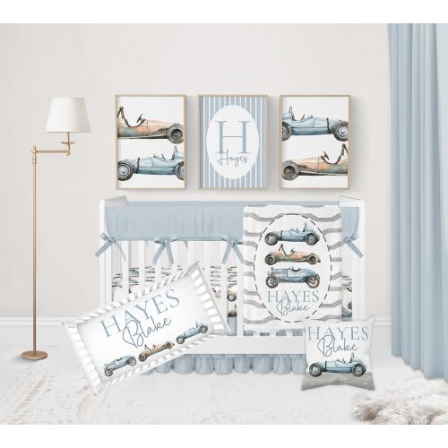 Car Crib Bedding Set Boy, Baby Boy Bedding, Boy Nursery Bedding Set, Car Bedding, Vintage Car Nursery Decor, Car Baby Bedding Crib Sets Boy