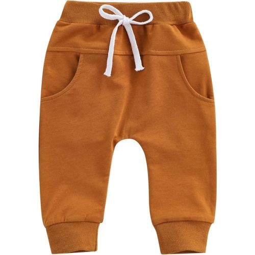 Mubineo Toddler Baby Boy Girl Infant Basic Plain Sweatpants Comfy Cotton Pants with Pockets