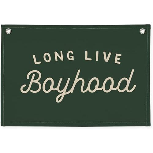 XYDEG Olive Green Long Live Boyhood Banner Boy Room Decor,Nursery Playroom Wall Decor for Bedroom Living Room Dorm Toddler Decorations Teen Boy Room Decor Kid Banner Wall Hanging Flag Linen 30x20