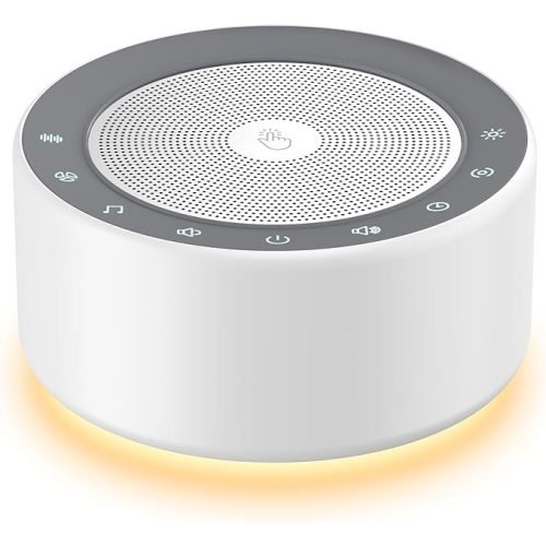 Kipcush White Noise Sound Machine with Nursery Lamp, Mood Lighting, 7 Colour Night Light, 30 Soothing Sounds for Baby/Adult. Timer, Plug in, Memory Function, Touch Control