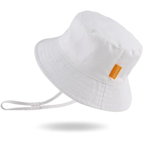 JANGANNSA Cotton Baby Sun Hat Infant Toddler Boys Girls Bucket Hats Summer Sun Protection Kids Beach Caps