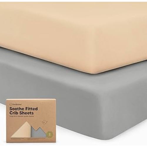 KeaBabies 2-Pack Organic Crib Sheets for Boys, Girls - 52x28 Fitted Crib Mattress Sheet Neutral, Breathable Jersey Cotton Cover for Baby Bed, Toddler Mattress, Soft & Cute Prints (Toasty)