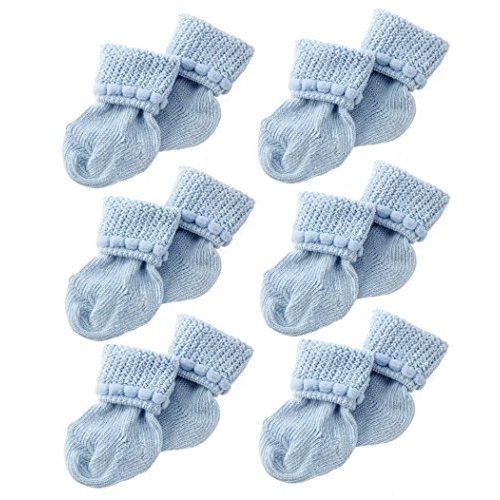 Nurses Choice 6 Pairs Stay-On Baby Socks, Soft Bubble Cuff Cotton Booties 0–3 Months, Hospital Trusted Essentials