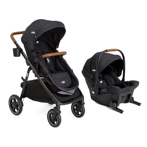 Joie Baby, Ginger LX 4-in1 Stroller + Joie Baby Mint Latch Car Seat (Shale Dark)