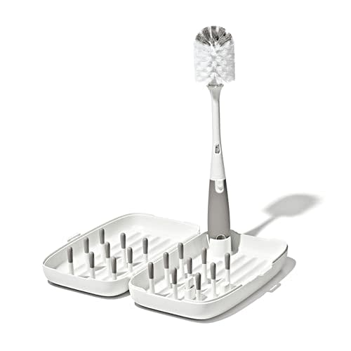 OXO Tot Travel Size Drying Rack with Bottle Brush- Gray